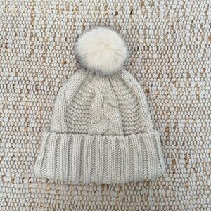H&M Cream Knit Pom-Pom Hat